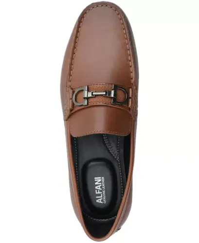 Men's Jasonn Leather Slip-On Bit Driving Loafers, Exclusively at Modazone - Cognac - 5