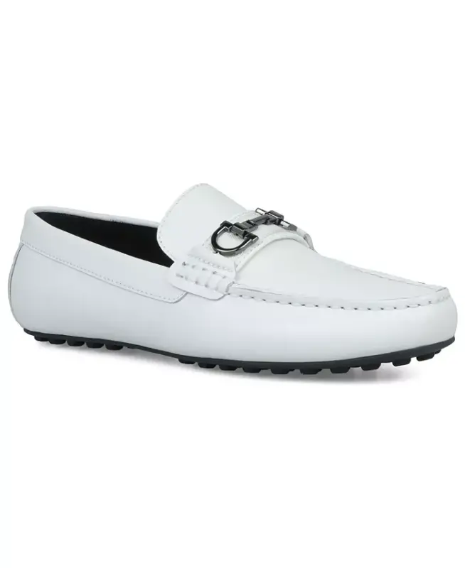 Men's Jasonn Leather Slip-On Bit Driving Loafers - White - 1