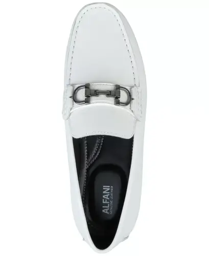 Men's Jasonn Leather Slip-On Bit Driving Loafers - White - 4
