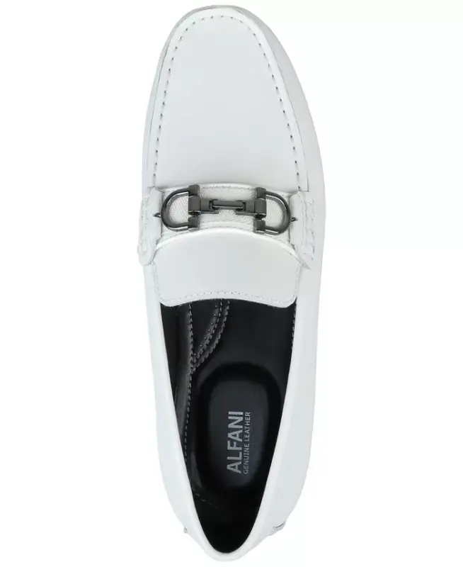 Men's Jasonn Leather Slip-On Bit Driving Loafers - White - 4