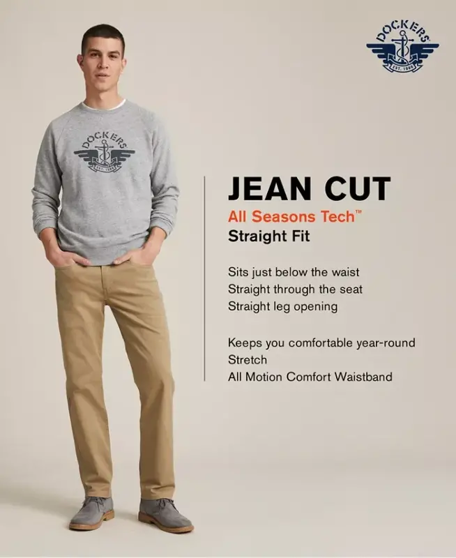 Men's Jean Cut Straight-Fit All Seasons Tech Khaki Pants - Burma Grey - 9