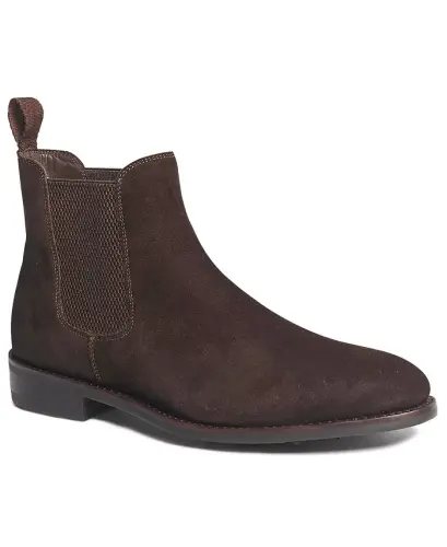 Men's Jefferson Chelsea Leather Pull Up Boots - Brown Suede 