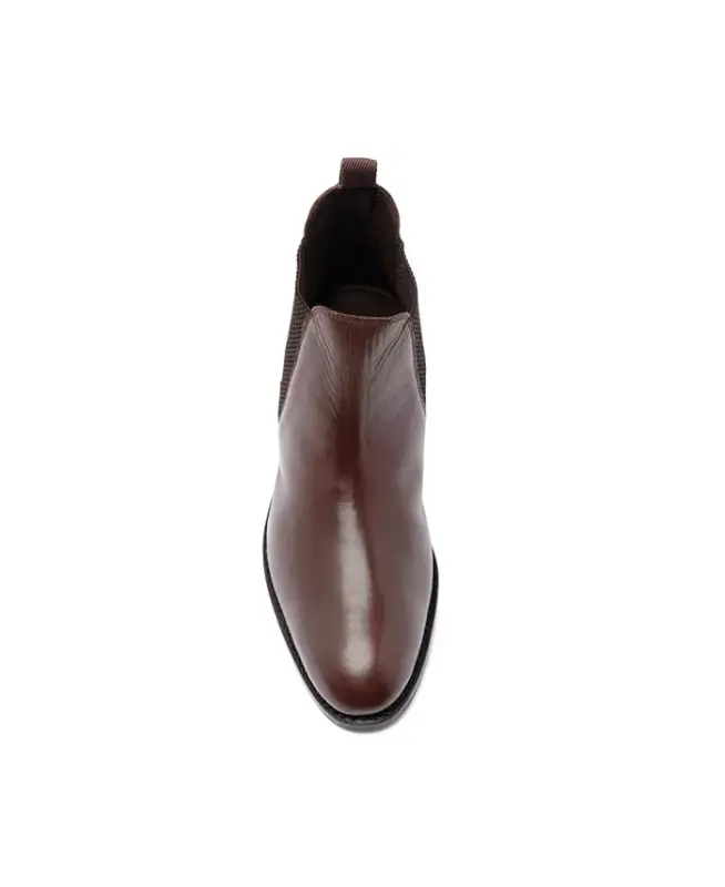 Men's Jefferson Chelsea Leather Pull Up Boots-Chocolate Brown - 4