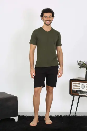 Men's Jersey Khaki 3-Piece Pajama Set 6848 - 11
