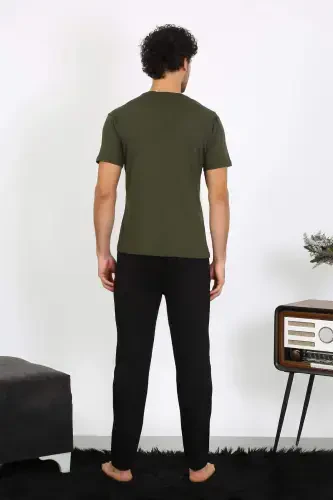 Men's Jersey Khaki 3-Piece Pajama Set 6848 - 12