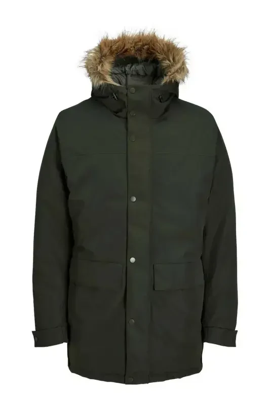 Men's Jjchamp Hooded Long Coat 12236096 Dark Green-Dark Green - 7