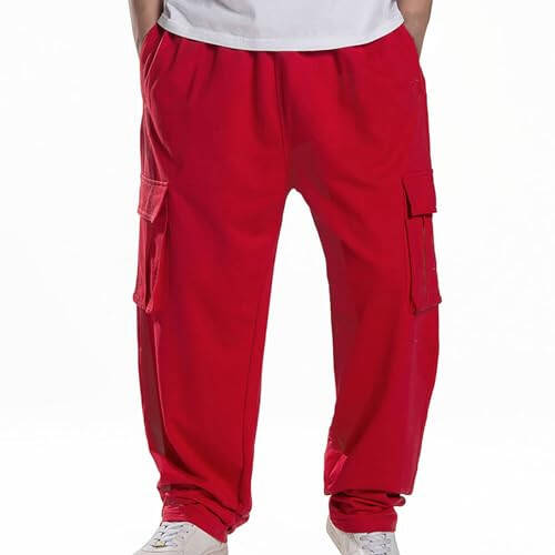 Mens Joggers with Pockets Casual Open Bottom Wide Leg Elastic Waist Sweatpants Thick Works Cargos Track Pants - 1