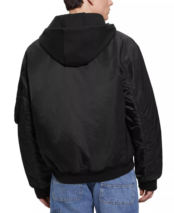 Men's John Bomber Jacket with Removable Hooded Inset Jet Black - 2