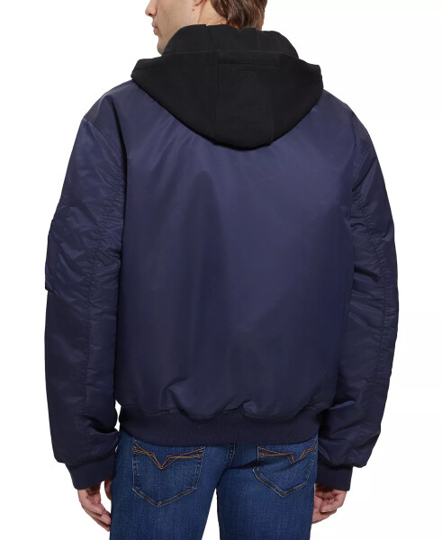 Men's John Bomber Jacket with Removable Hooded Inset Navy Sea Multi - 2