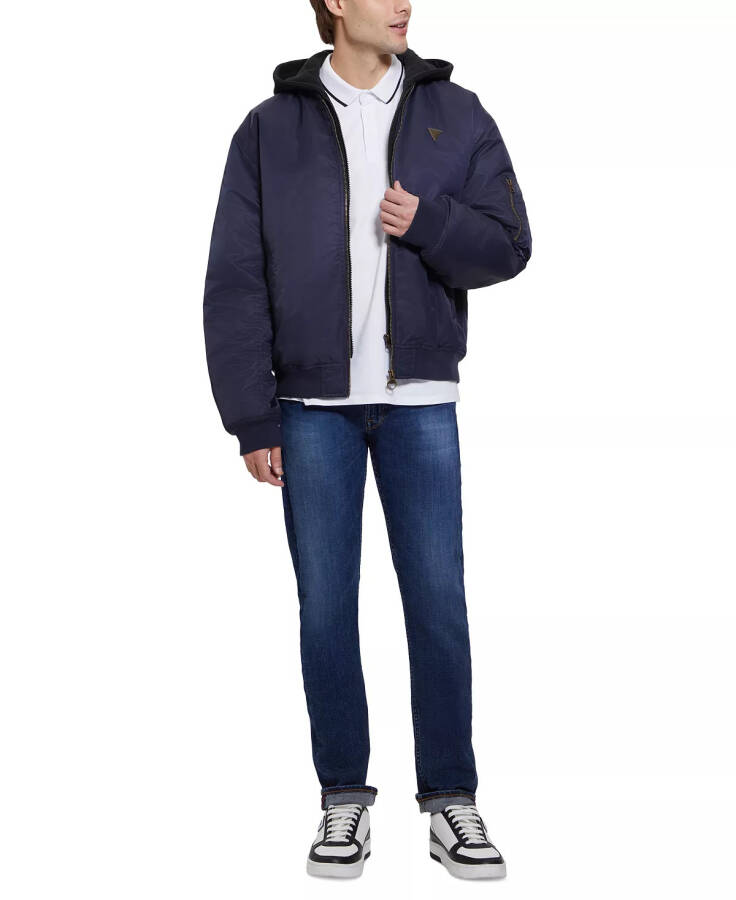 Men's John Bomber Jacket with Removable Hooded Inset Navy Sea Multi - 6