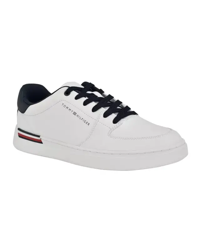 Men's Jorian Fashion Lace Up Sneakers-White/navy - TOMMY HILFIGER