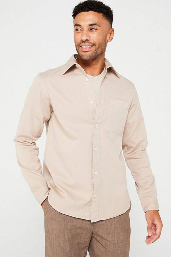 Men's JPRCCDOVER TWILL Shirt - Beige - 1