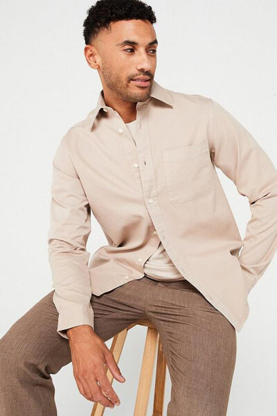 Men's JPRCCDOVER TWILL Shirt - Beige - 3