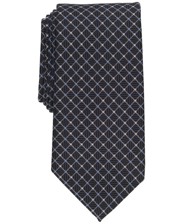 Men's Kaur Classic Geometric Neat Tie, Created for Modazone Black - 1