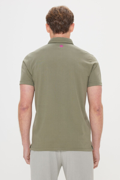 Men's Khaki 100% Cotton Slim Fit Polo Shirt - 5