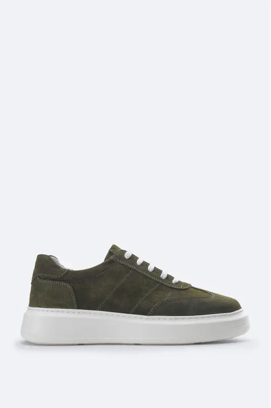 Men's Khaki 100% Suede Leather Flexible Sole Casual Shoe B008002-Khaki - 1