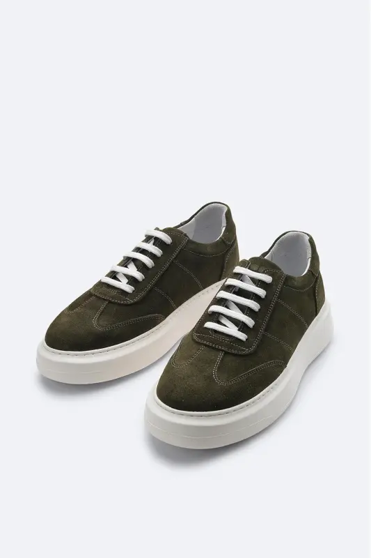 Men's Khaki 100% Suede Leather Flexible Sole Casual Shoe B008002-Khaki - 2