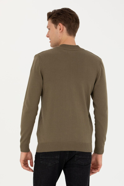 Men's Khaki Basic Knit Cardigan - 5