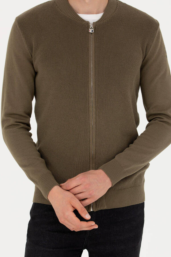 Men's Khaki Basic Knit Cardigan - 6