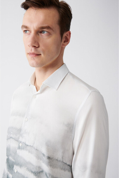 Men's Khaki Block Patterned Tril Shirt A21y2092 - AVVA (1)