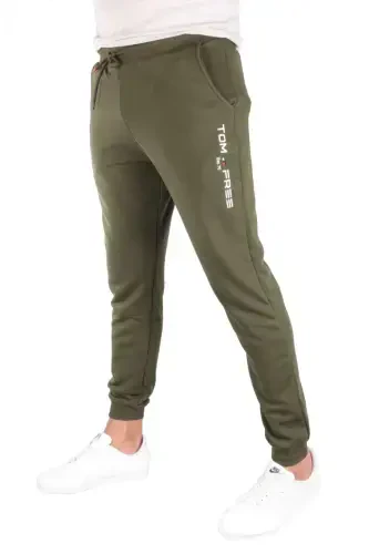 Men's Khaki Color Sweatpants-GREEN - 1