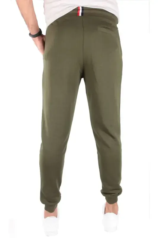 Men's Khaki Color Sweatpants-GREEN - 3