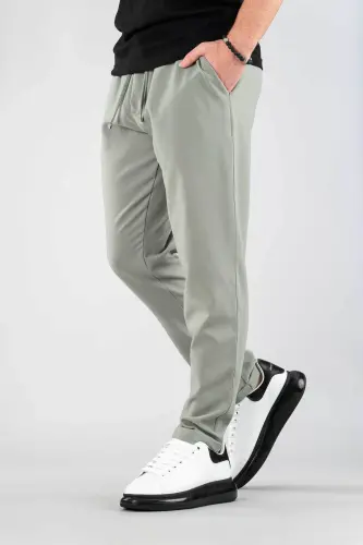 Men's Khaki Elastic Waistband Slim Fit Stretch Lycra Basic Cotton Jogger-Khaki - 5