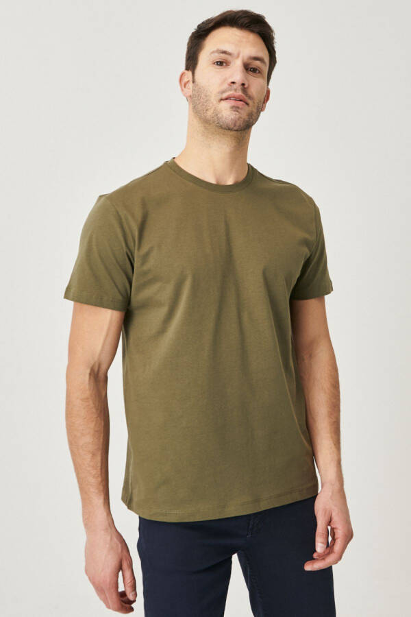 Men's Khaki-Grey Melange Cotton 2-Pack T-Shirt Sl - 5