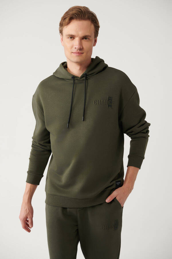 Men's Khaki Hooded Sweatshirt - 7