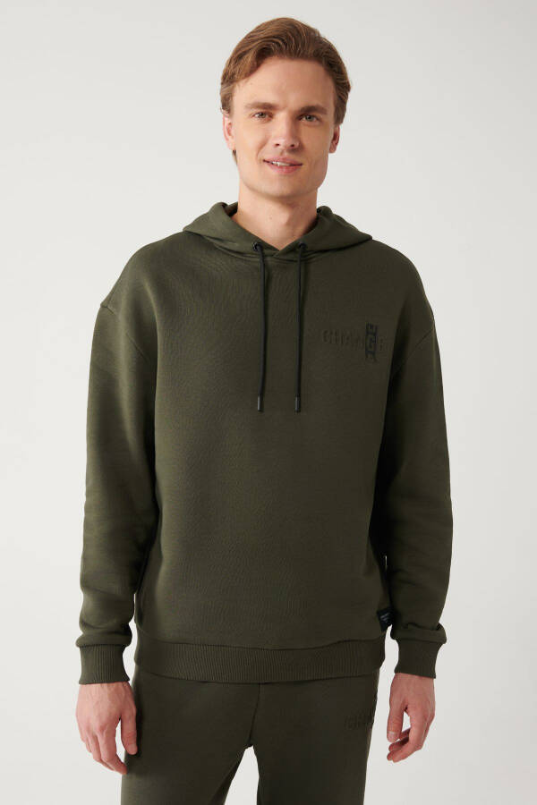 Men's Khaki Hooded Sweatshirt - 9