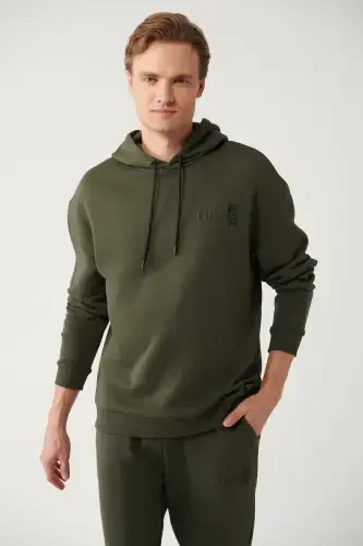 Men's Khaki Hooded Sweatshirt - 1