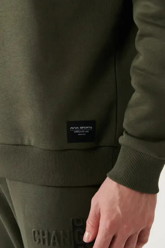 Men's Khaki Hooded Sweatshirt - 5