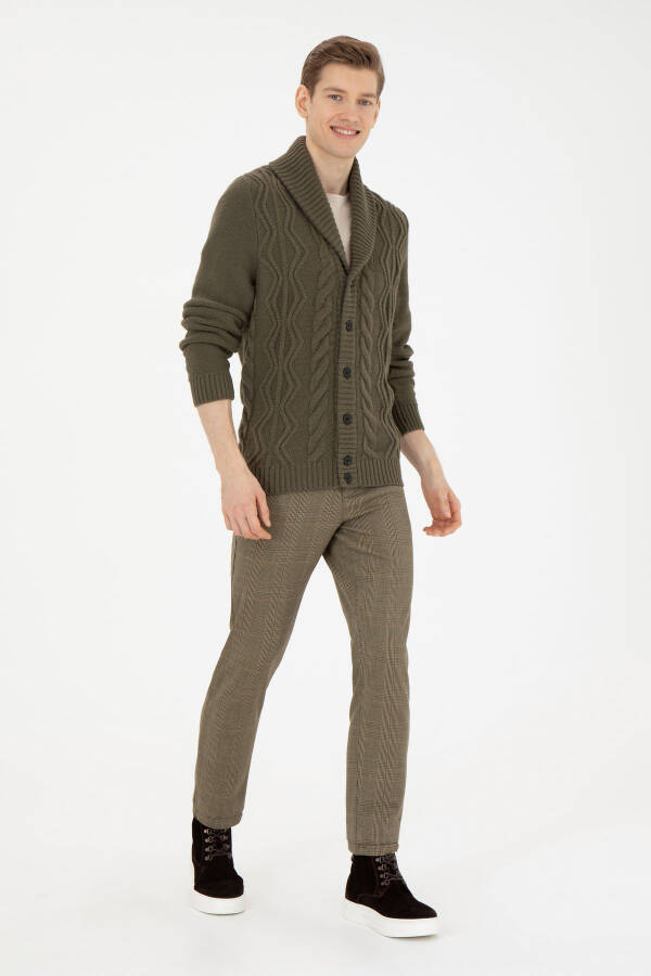 Men's khaki knit cardigan - 4