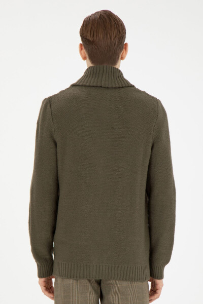 Men's khaki knit cardigan - 5