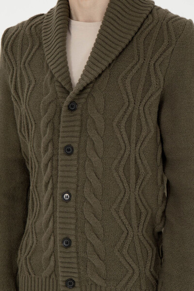 Men's khaki knit cardigan - 6