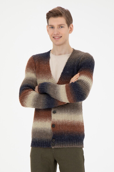 Men's Khaki Knit Cardigan - 3