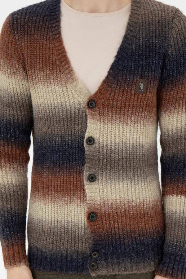 Men's Khaki Knit Cardigan - 6