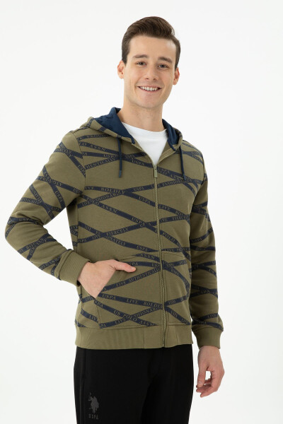 Men's Khaki Knit Cardigan - 1