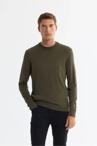 Men's Khaki Knit Sweater - 1