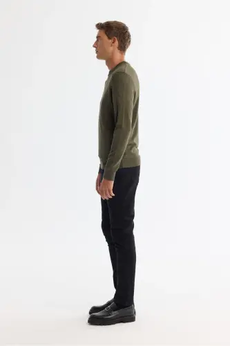 Men's Khaki Knit Sweater - 3