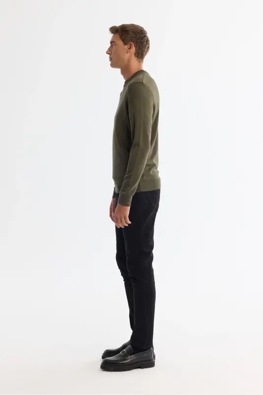 Men's Khaki Knit Sweater - 3