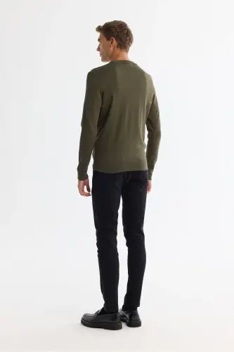 Men's Khaki Knit Sweater - 4