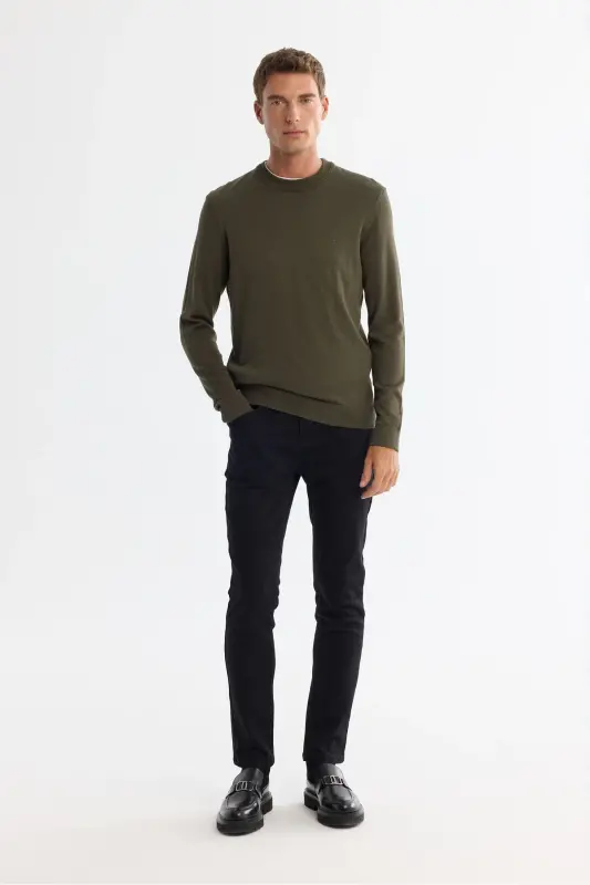 Men's Khaki Knit Sweater - 5