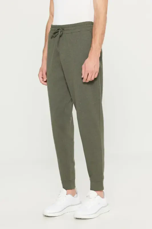 Men's Khaki Melange Standard Fit Regular Fit 2 Yarn Pocketed Comfort Recycle Cotton Jogger Sweatpants-KHAKI MELANGE - AC&CO / ALTINYILDIZ CLASSICS