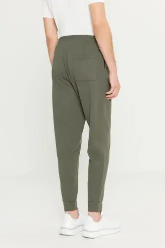 Men's Khaki Melange Standard Fit Regular Fit 2 Yarn Pocketed Comfort Recycle Cotton Jogger Sweatpants-KHAKI MELANGE - 5