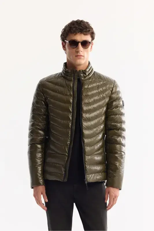 Men's Khaki Puffer Jacket - AVVA