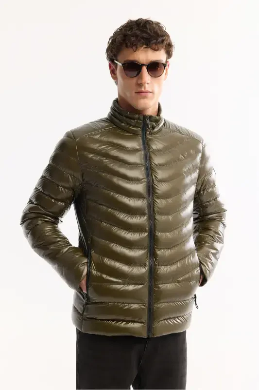 Men's Khaki Puffer Jacket - 2
