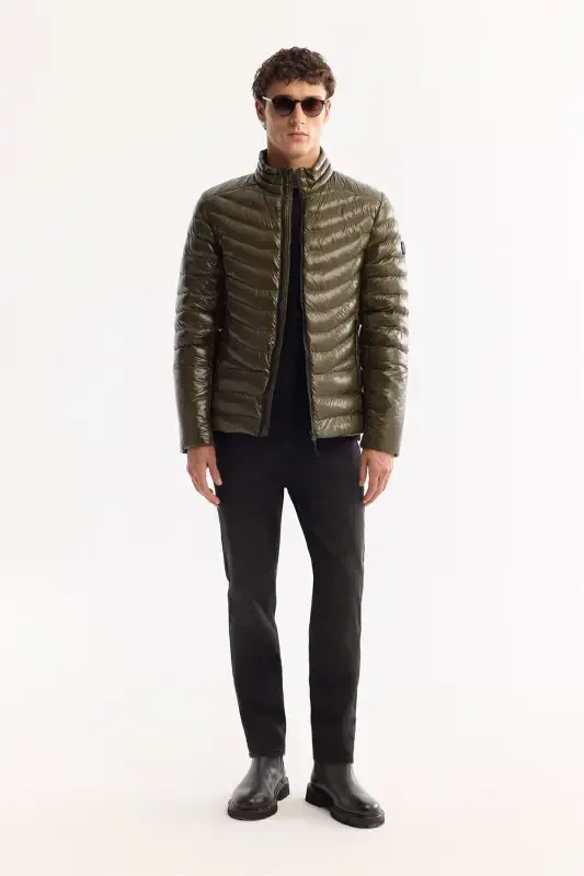 Men's Khaki Puffer Jacket - 7