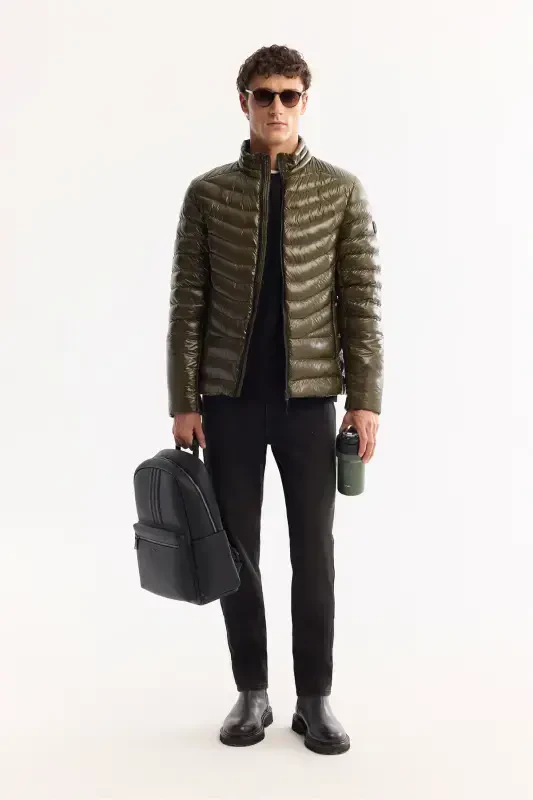 Men's Khaki Puffer Jacket - 8