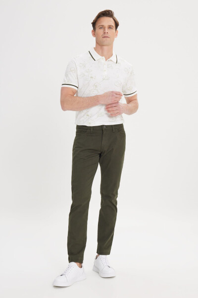 Men's Khaki Slim Fit Skinny 5 Pocket Cotton Canvas Stretch Chino Pants - 18